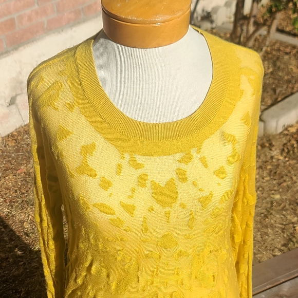 CAbi mustard yellow burnout sweater - Picture 5 of 6